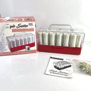 Vtg Remington Style Setter C-20 Wax Hot Rollers Hair Curlers Clips Red Bottom